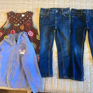 Colorful Girls Floral Dress, Hoodie and Denim Jeans Set🌻